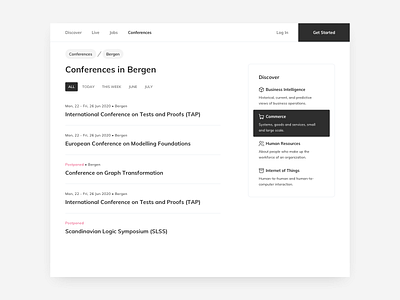 Conferences Page UI Design