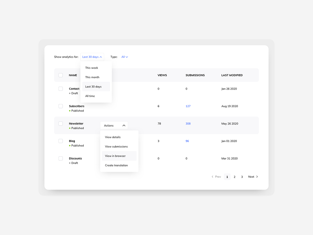 Table UI Design by Ildiko Gaspar on Dribbble