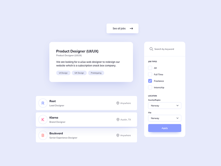 Job Page UI Components by Ildiko Gaspar on Dribbble