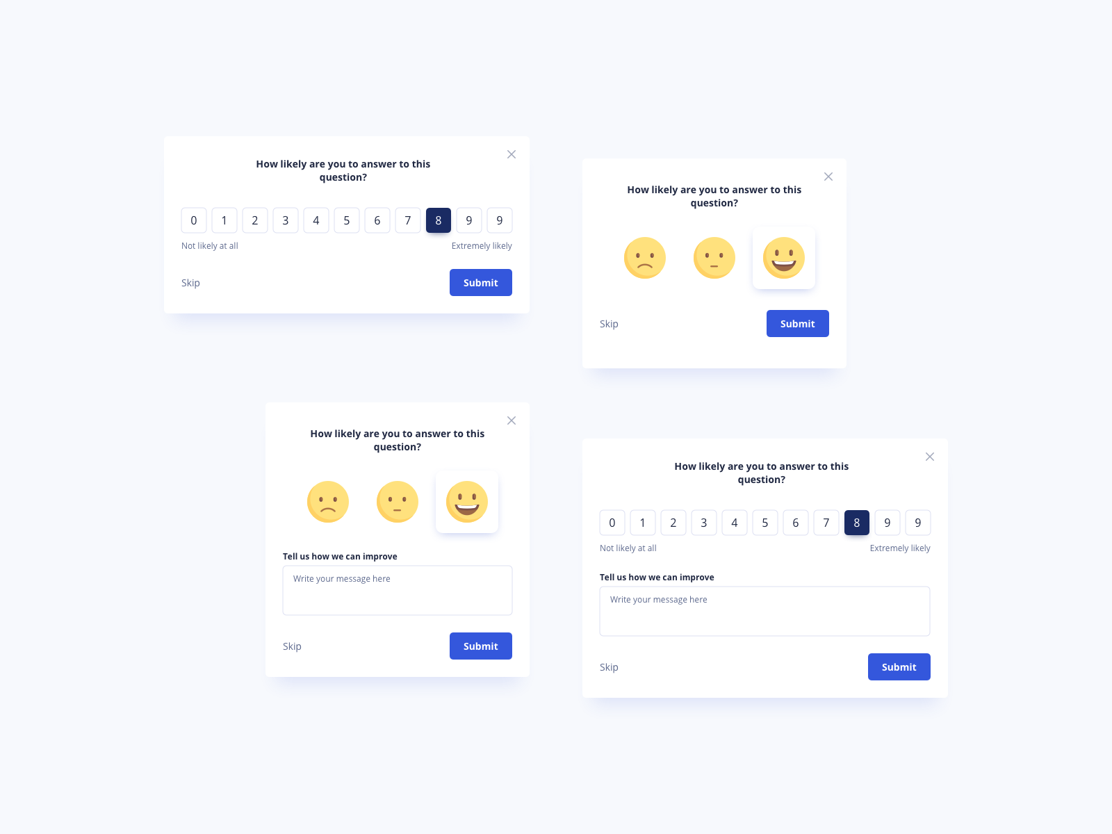 Feedback UI Design by Ildiko Gaspar on Dribbble