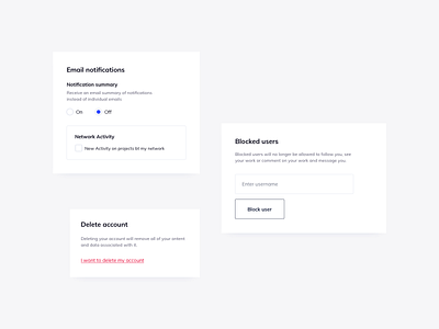 Account Settings UI Components account settings card ui cards cards design cards ui ildiesign settings ui ui components ui components design ui design daily ui kit