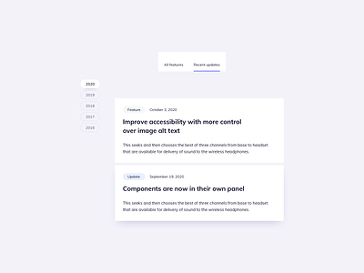 Features Page UI Component Designs