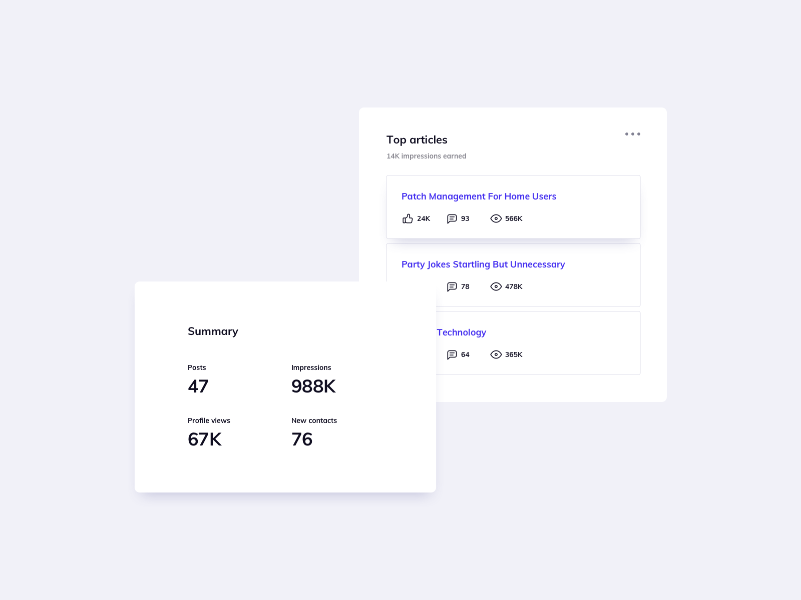 Stats Cards UI Design by Ildiko Gaspar on Dribbble