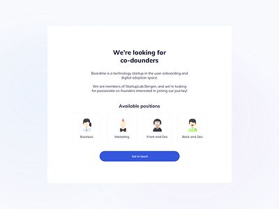 Looking for Co founders Section UI Design