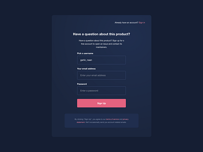 Sign Up UI Design