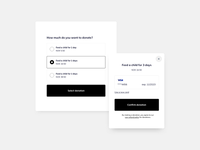 Donate Cards UI Design black and white donate donate card free mockup free ui component free ui design freebies ildiesign ui ui components ui design daily ui pattern ui practice ux ux design