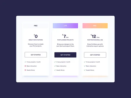 Pricing UI designs, themes, templates and downloadable graphic elements ...