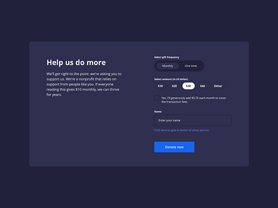 Donate Section UI Design