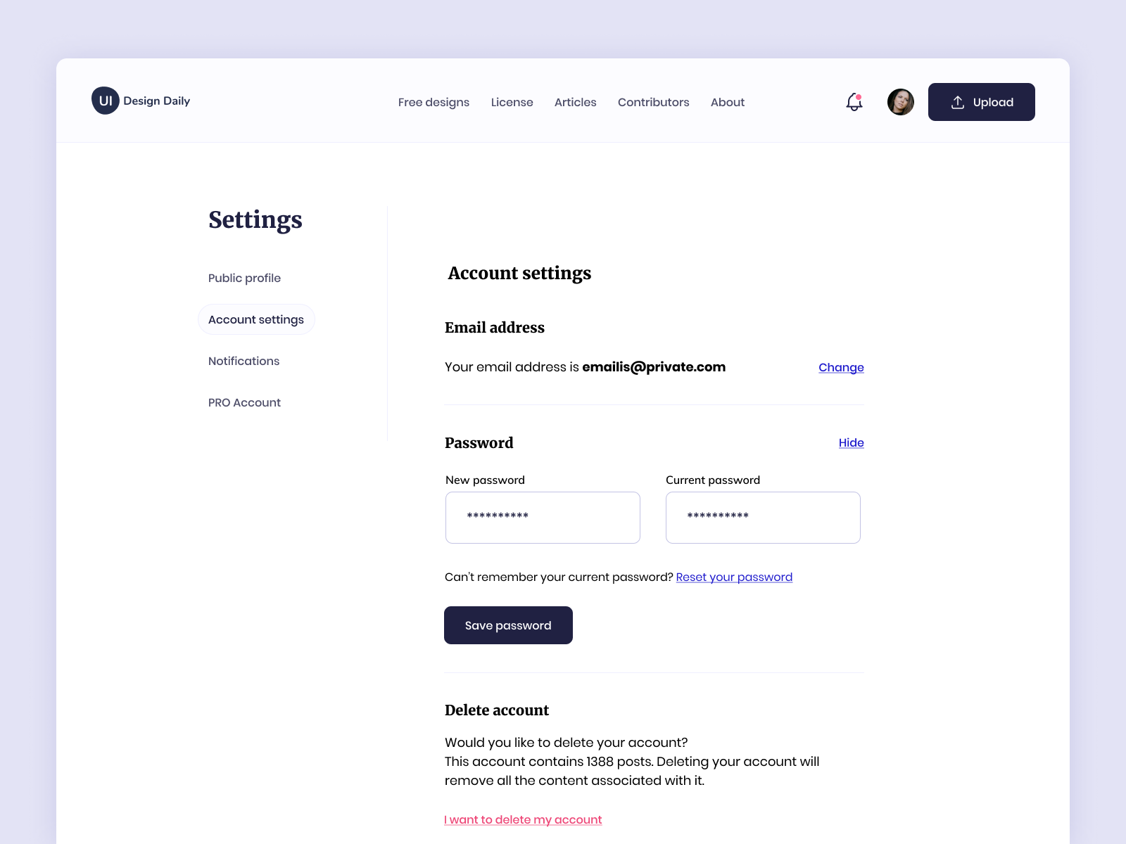 Account Settings UI Design By Ildiko Gaspar On Dribbble