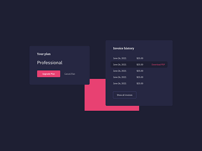 Billing Cards UI Design