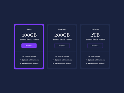 Pricing Cards UI Design by Ildiko Gaspar on Dribbble