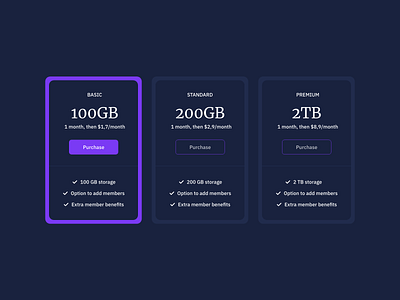 Pricing Cards UI Design dark mode dark mode ui dark theme pricing card pricing card design pricing design pricing ui ui ui component ui component design ui design ui design daily ux ux design