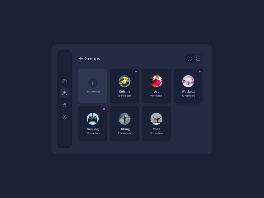 Groups List UI Design by Ildiko Gaspar on Dribbble