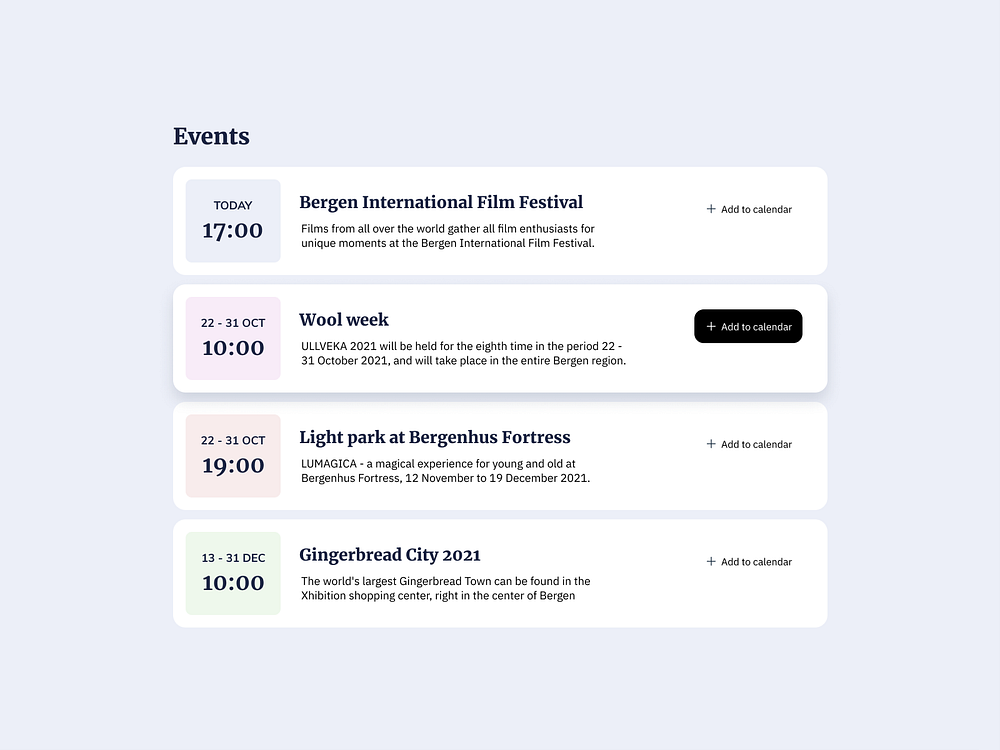 Events List UI Design by Ildiko Gaspar on Dribbble