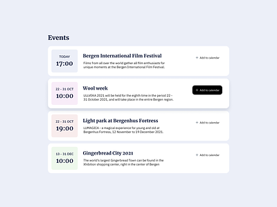 Events List UI Design