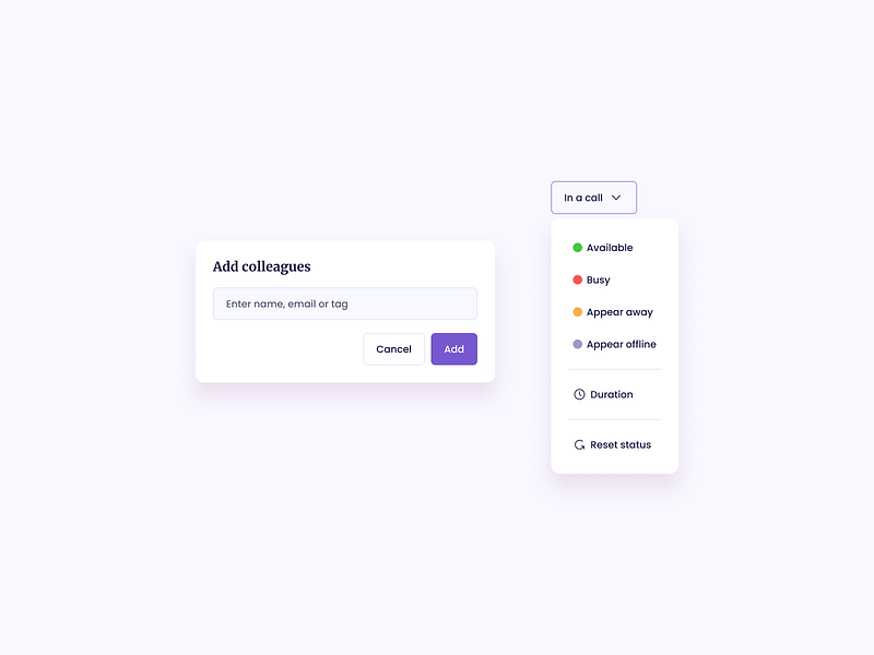 Set Status UI Design by Ildiko Gaspar on Dribbble