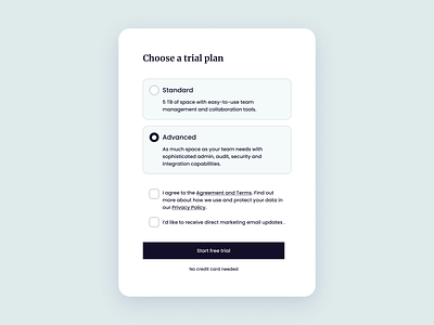 Select Plan UI Design