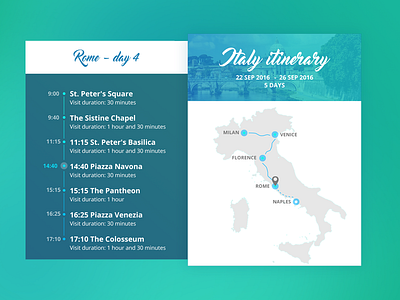 Itinerary Ui Design ildiesign interface italy itinerary travel ui ux