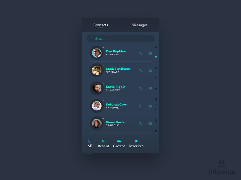 Contacts Ui Design by Ildiko Gaspar on Dribbble