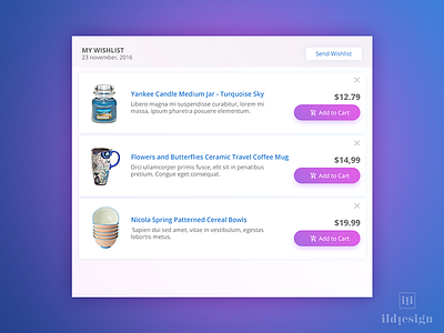 Wishlist Ui Design dailyui ildiesign ildiko ignacz interface design ui ux wishlist |webhop