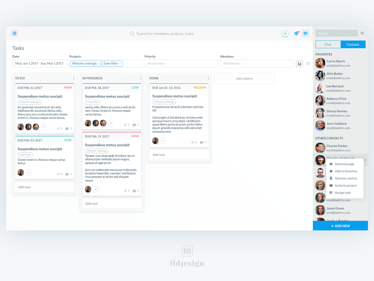 Contacts UI Design by Ildiko Gaspar on Dribbble