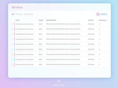 Table UI Design