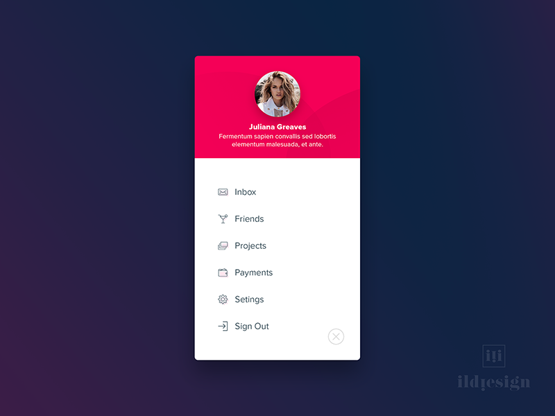 Mobile Menu Ui Design by Ildiko Gaspar on Dribbble