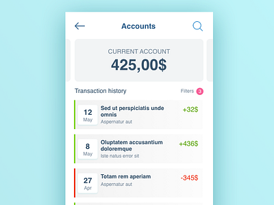 Transactions UI Design account banking home bank transactions ui ui design ux ux design