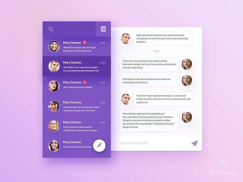 Direct Message UI Design by Ildiko Gaspar on Dribbble