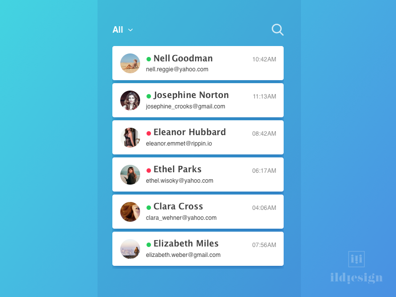 Users List  UI Design  by Ildiko Gaspar on Dribbble