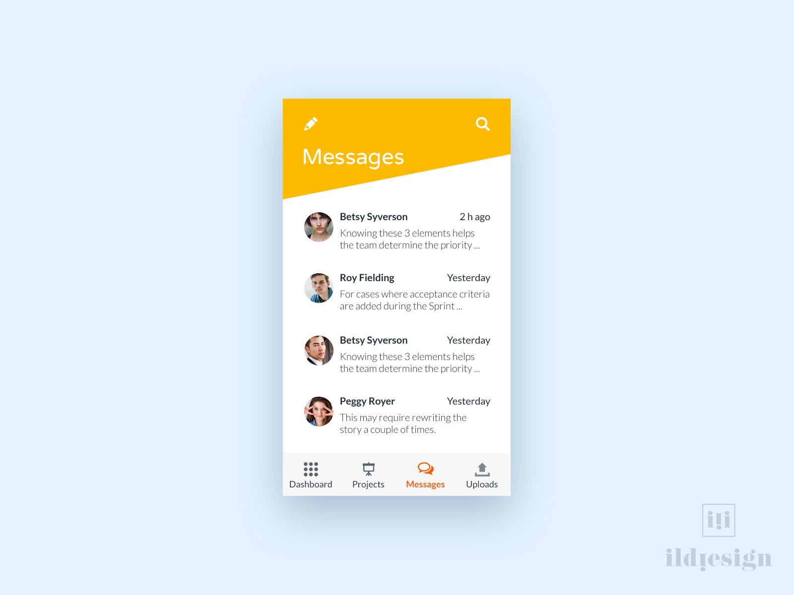 Messages UI Design by Ildiko Gaspar on Dribbble