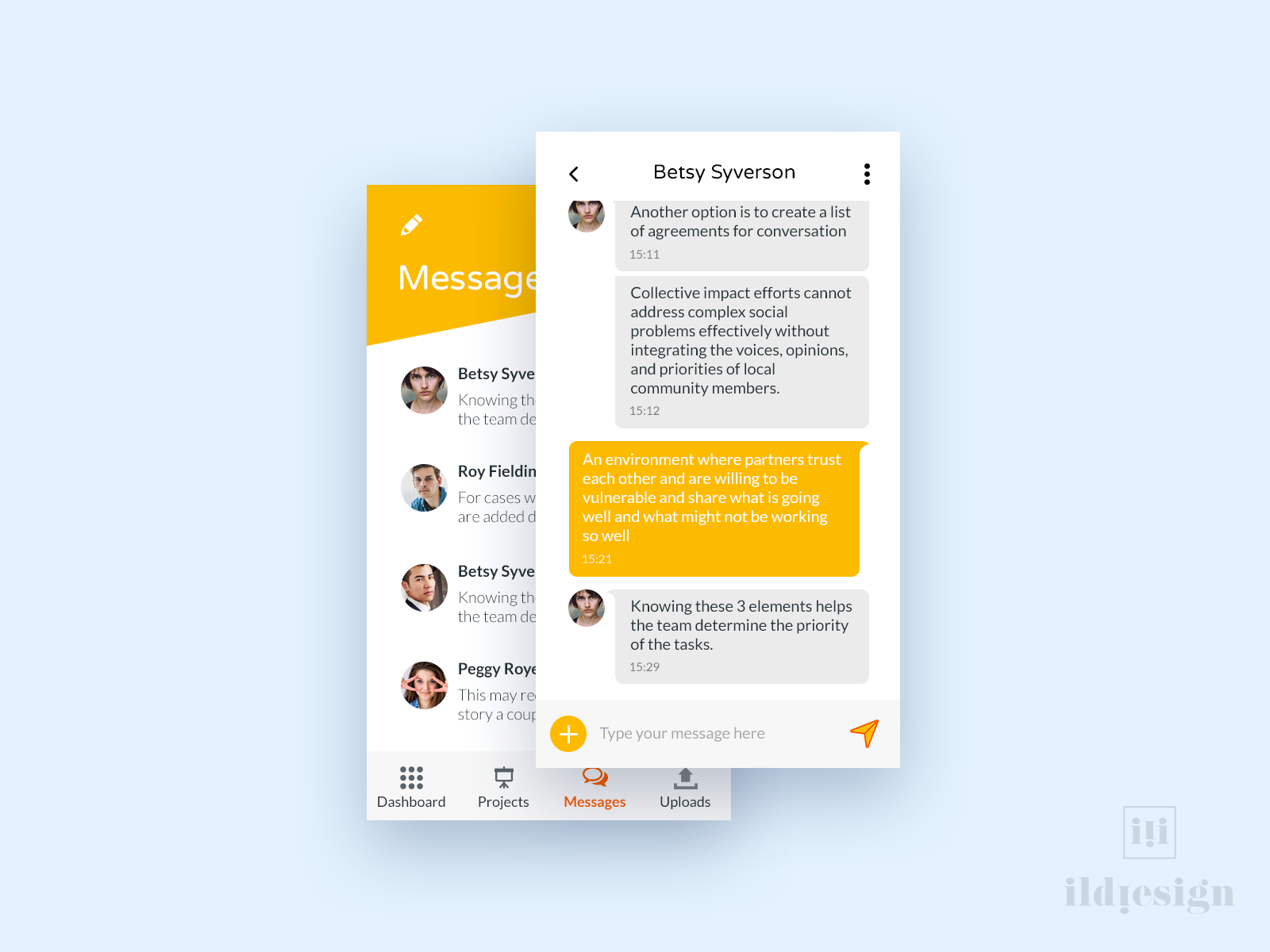 Conversation UI Design by Ildiko Gaspar on Dribbble