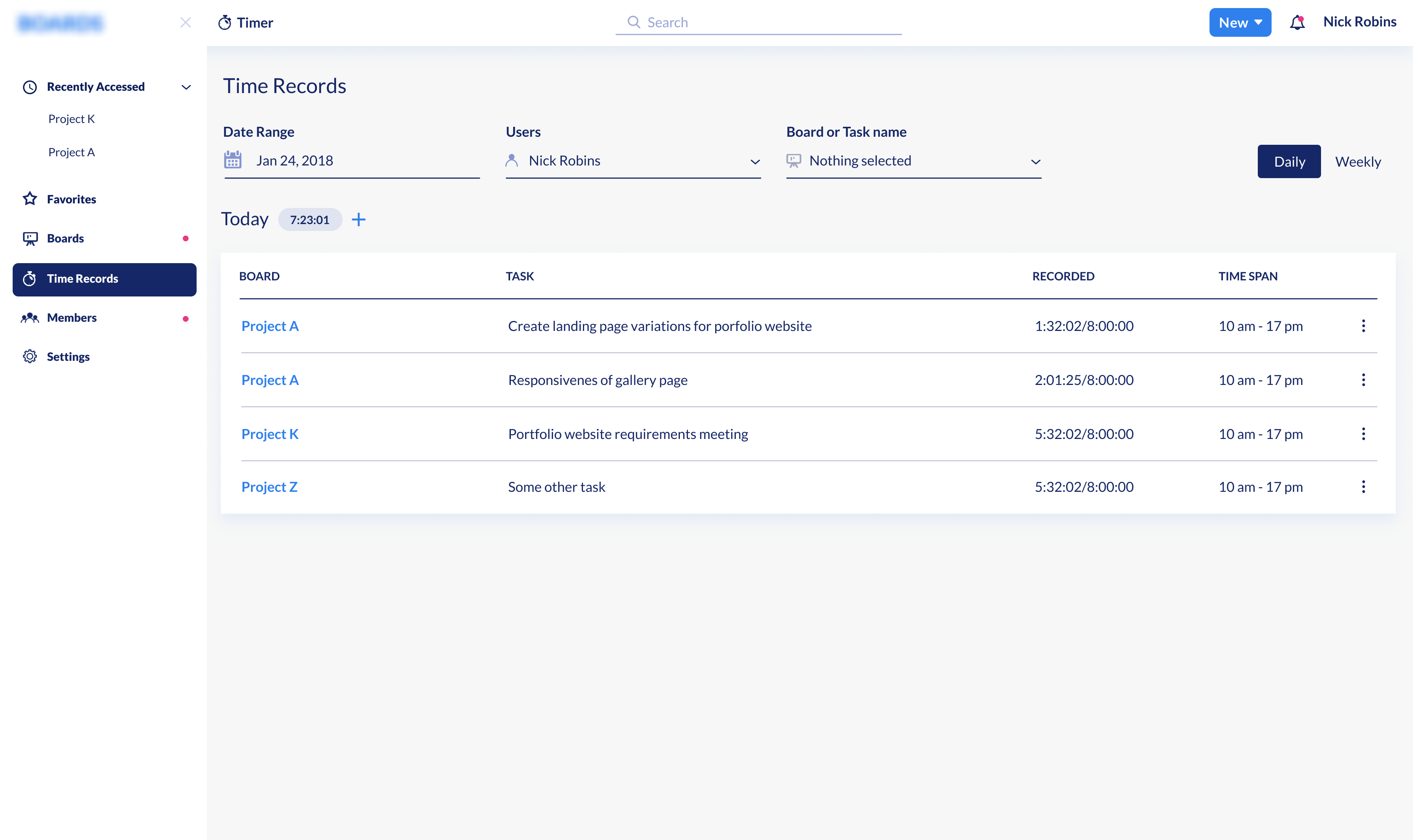 Time Records UI Design by Ildiko Gaspar on Dribbble