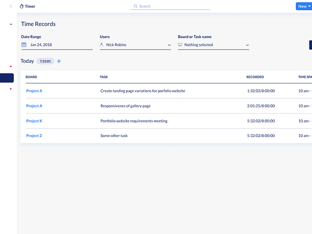Time Records UI Design by Ildiko Gaspar on Dribbble