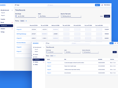 Time Records UI Design asset eam enterprise ildiesign ildiko ignacz kanban kanban ui time ui ui design uipattern ux ux design