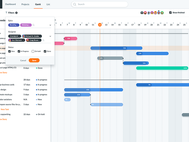 Gantt Filter UI Design by Ildiko Gaspar on Dribbble