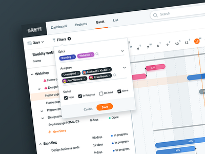 Gantt Filter UI Design development filter filter ui gantt gantt ui ildiesign management planning ui ui pattern ux