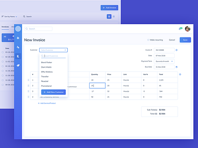 New Invoice UI Design ildiesign ildiko ignacz invoice invoice tool new invoice tool ui ui ui design ui pattern ux ux design web app