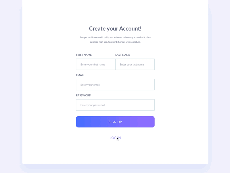 Sign Up UI Animation Design