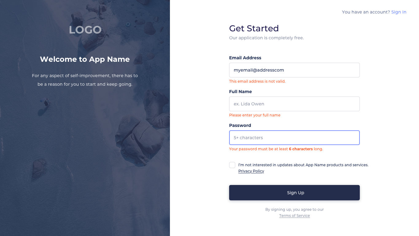 Sign Up UI Design by Ildiko Gaspar on Dribbble
