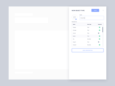 New Object Type Panel Ui Design