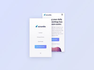 Scrumbs Mobile Menu UI Design ildiesign ildiko ignacz landing page menu mobile menu scrumbs scrumbs app ui ui design ui pattern ux ux design