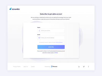 Scrumbs Subscribe Screen UI Design daily ui dailyui ildiesign scrumbs scrumbs app subscribe subscribe ui ui ui design ui pattern ui practice ux ux design