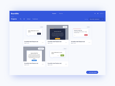 Boardme Projects Page UI Design boardme daily ui dailyui ildiesign ildiko ignacz management onboarding onboardingtool projects projects page projects ui ui ui design ui kit ui pattern ui practice ux ux design