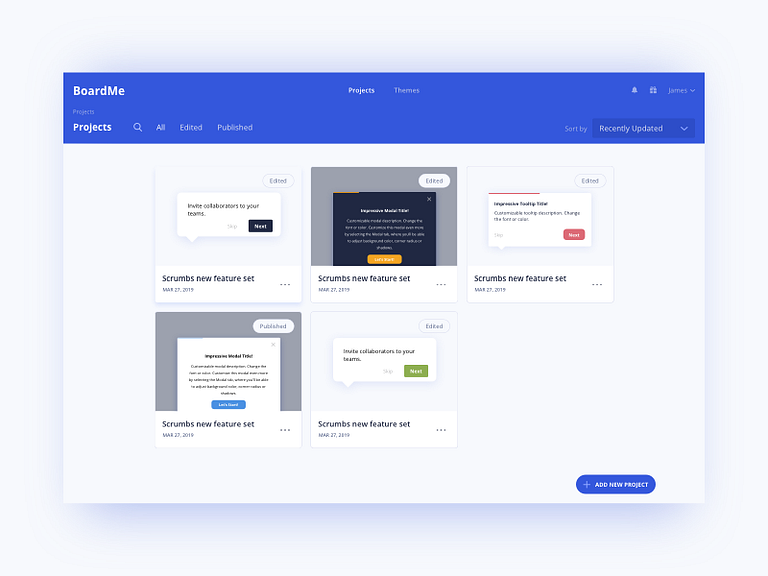 Boardme Projects Page UI Design by Ildiko Gaspar on Dribbble