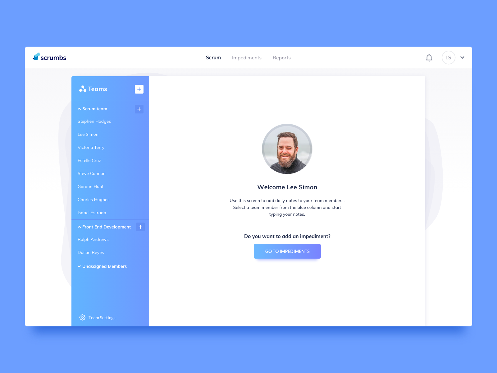 Dribbble - day_812_scrumbs_welcome_message_ui_design.png by Ildiko Gaspar