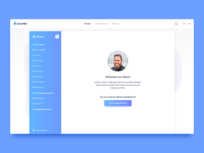 Scrumbs Welcome Message UI Design daily ui dailyui development ildiesign ildiko ignacz impediments interface design management notes scrum scrum master ui ui design ui pattern ui practice ux ux design welcome message welcome screen welcome ui