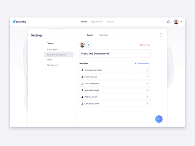 Scrumbs Teams Settings Onboarding UI Design app design daily ui dailyui feature announcement guides ildiesign onboarding onboarding guides onboarding tool scrumbs tool ui tooltips ui ui design user onboarding ux ux design web app web app design