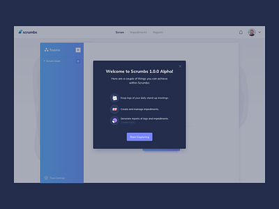 Scrumbs Welcome Pop Up UI Design