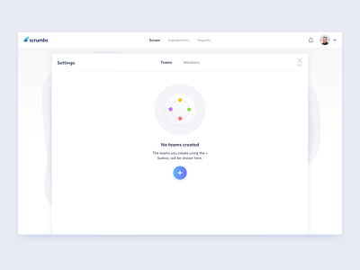 No Teams Empty State | Scrumbs daily ui dailyui empty state ildiesign management onboarding onboarding experience onboarding screen onboarding ui teams ui ui design ui pattern ui practice ux ux design webtool